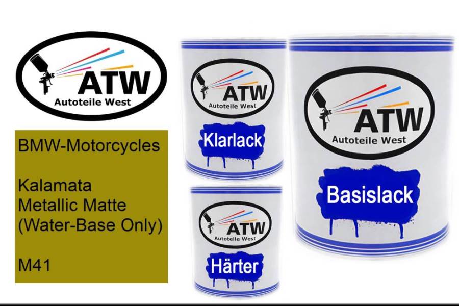 BMW-Motorcycles, Kalamata Metallic Matte (Water-Base Only), M41: 1L Lackdose + 1L Klarlack + 500ml Härter - Set, von ATW Autoteile West.